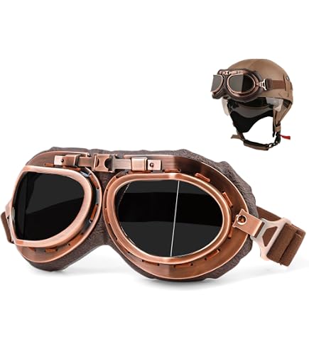 Halcyon Mark 410 Motorcycle and Classic Car Goggles with Real
